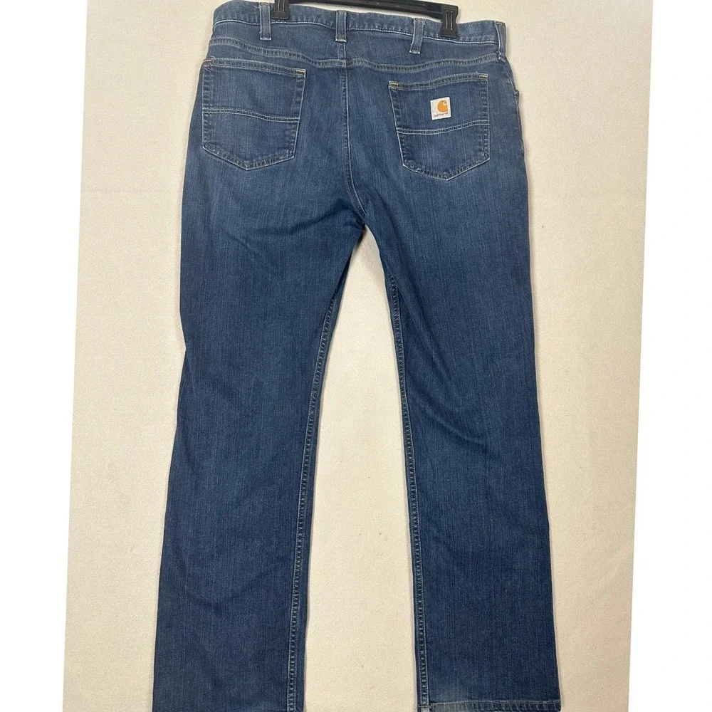 Carhartt Jeans Mens 36X32 Blue Relaxed Fit Straight Distressed Dark Wash Denim